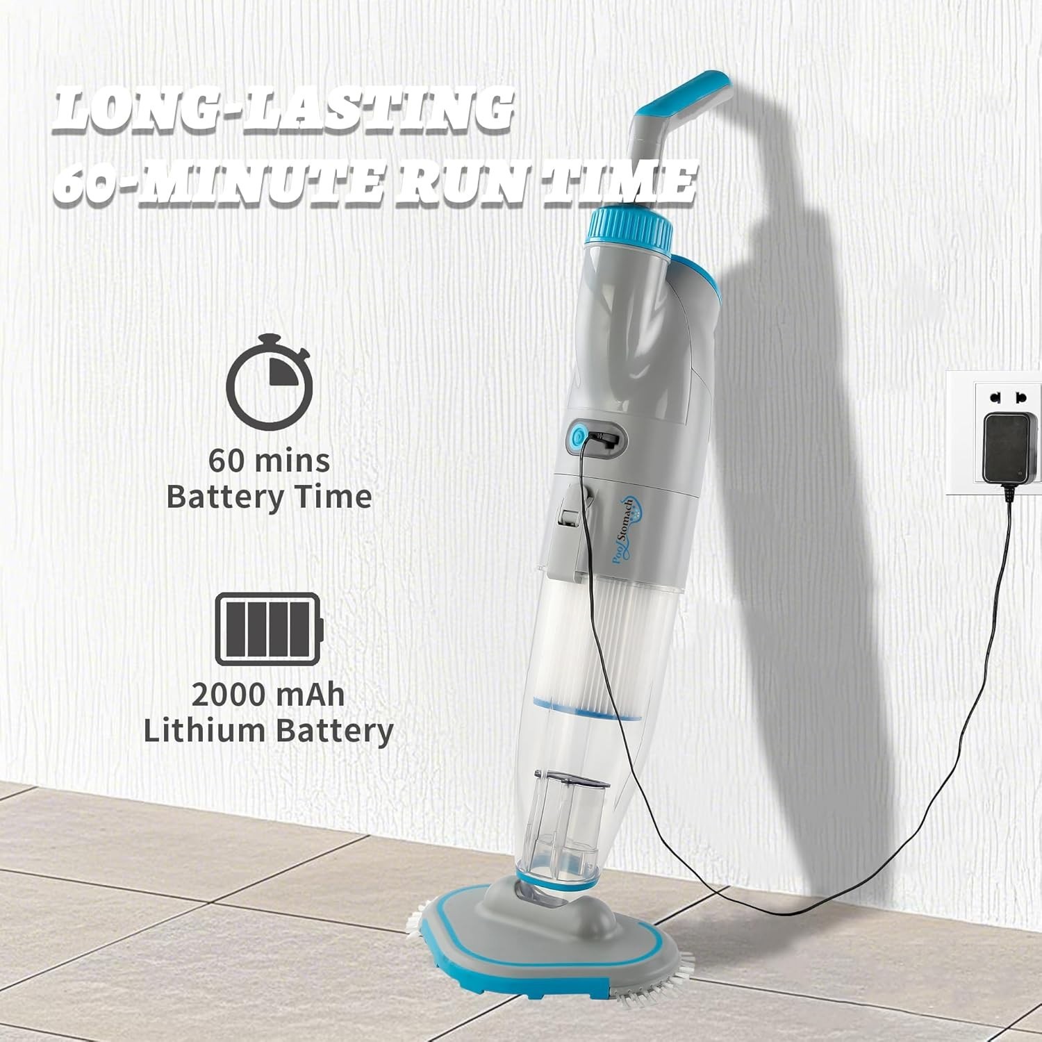 50 PRO 2026 Cordless Pool Vacuum Cleaner Heavy-Duty Debris Spas Hot Tubs Gray