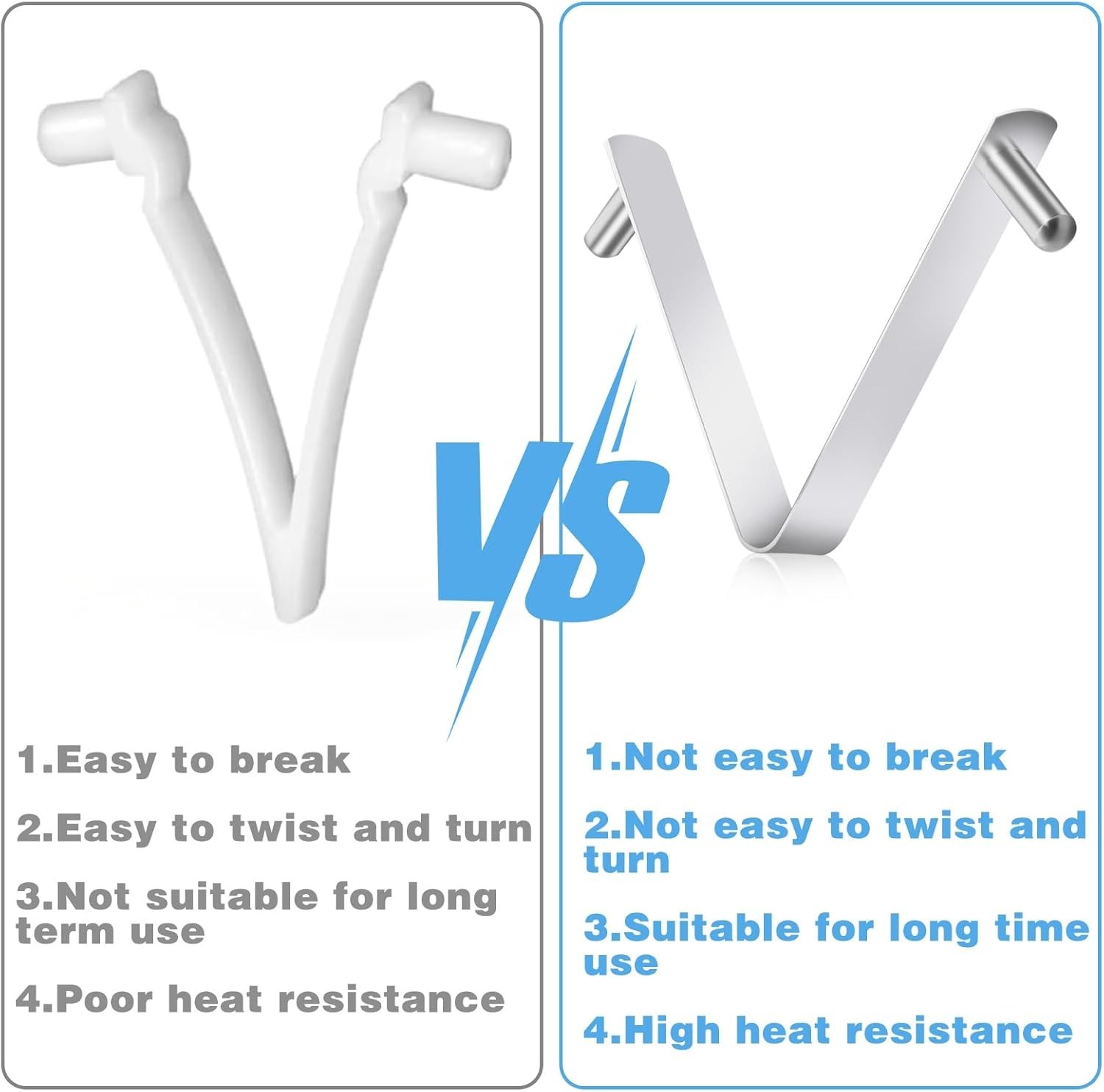 Durable 3-Piece V-Shaped Pool Pole Clips – Rust-Resistant for Long-Lasting Use