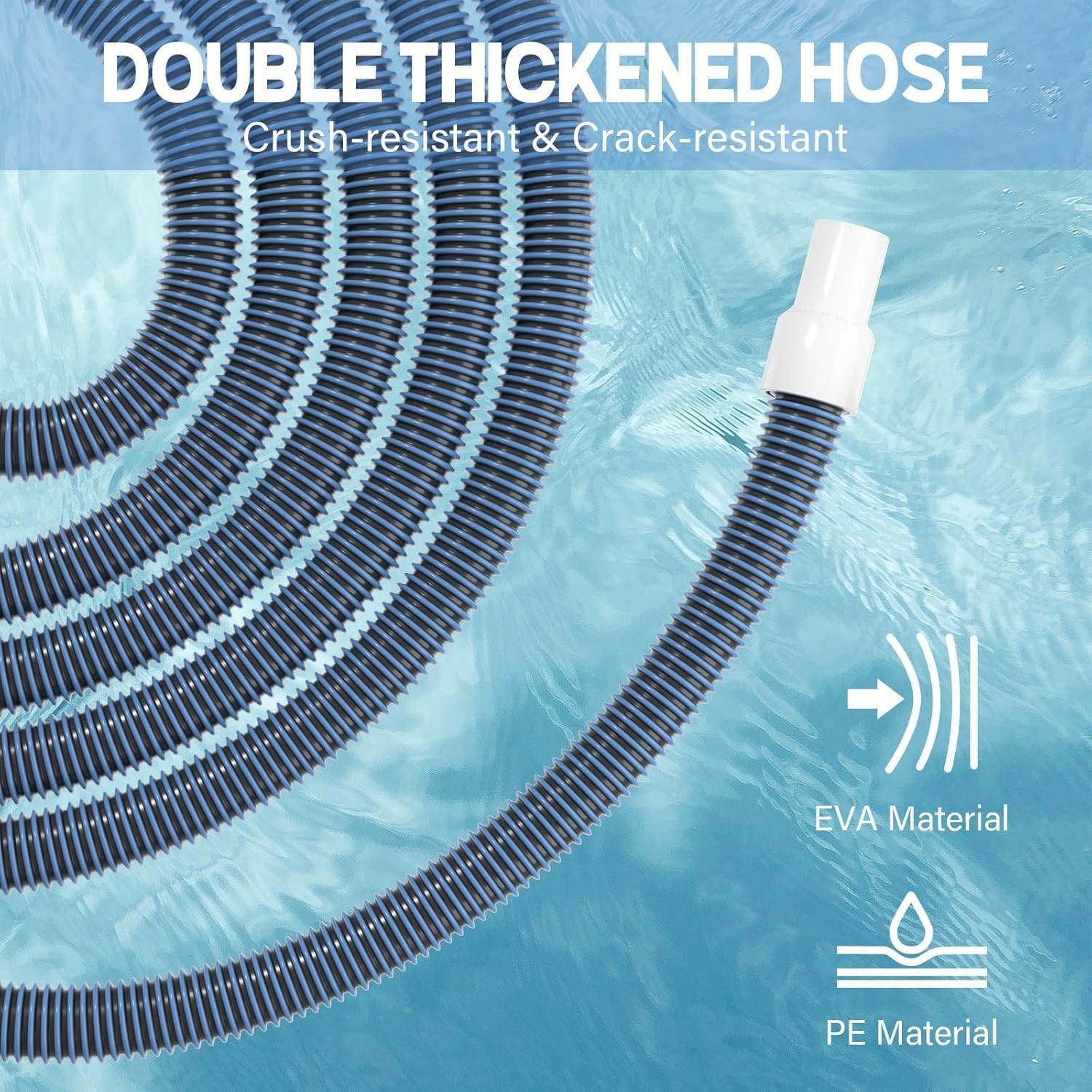 Heavy Duty Pool Vacuum Hose 30 Ft with Swivel Cuff – Effortless Cleaning