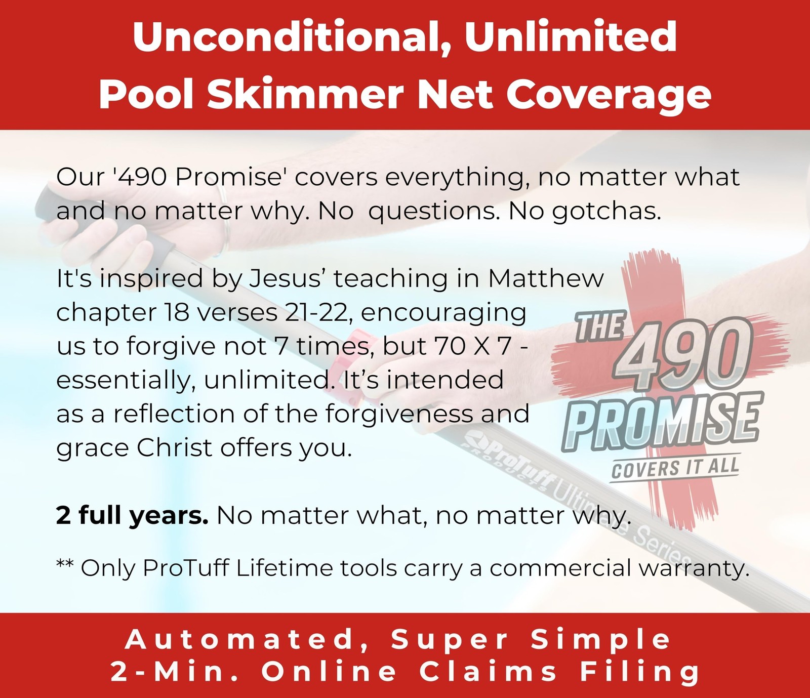 ProTuff 17&Prime; Silt Net Pool Skimmer – 2 Year Unconditional Free Replacement