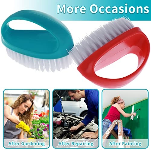 Cobee 2 Pack Hand Nail Brushes – Durable Stiff – Red, Blue