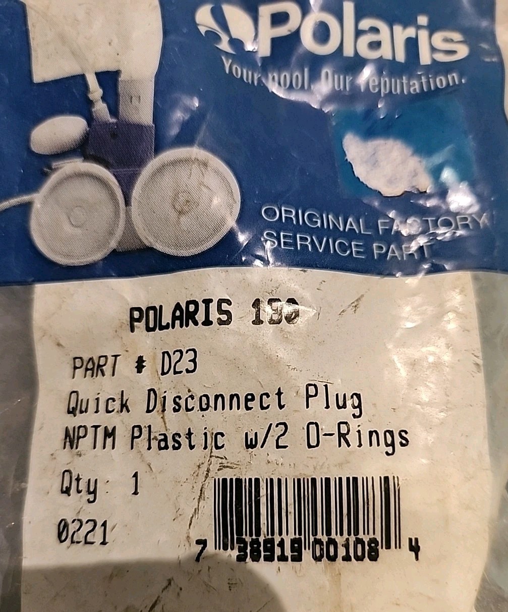 Polaris ~ Quick Disconnect Plug, Zodiac Polaris 180 NPTM, w/ 2 O-Rings, oem