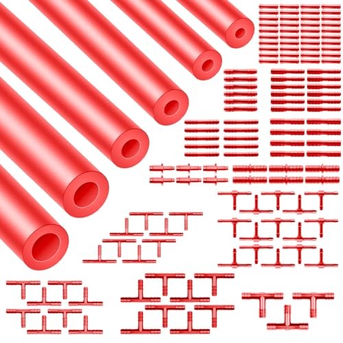 Shineyoo Red Vacuum Hose Kit 6PCS 1/8&Prime; 5/32&Prime; 3/16&Prime; 1/4&Prime; 5/16&Prime; 3/8&Prime; Tubings 5FT