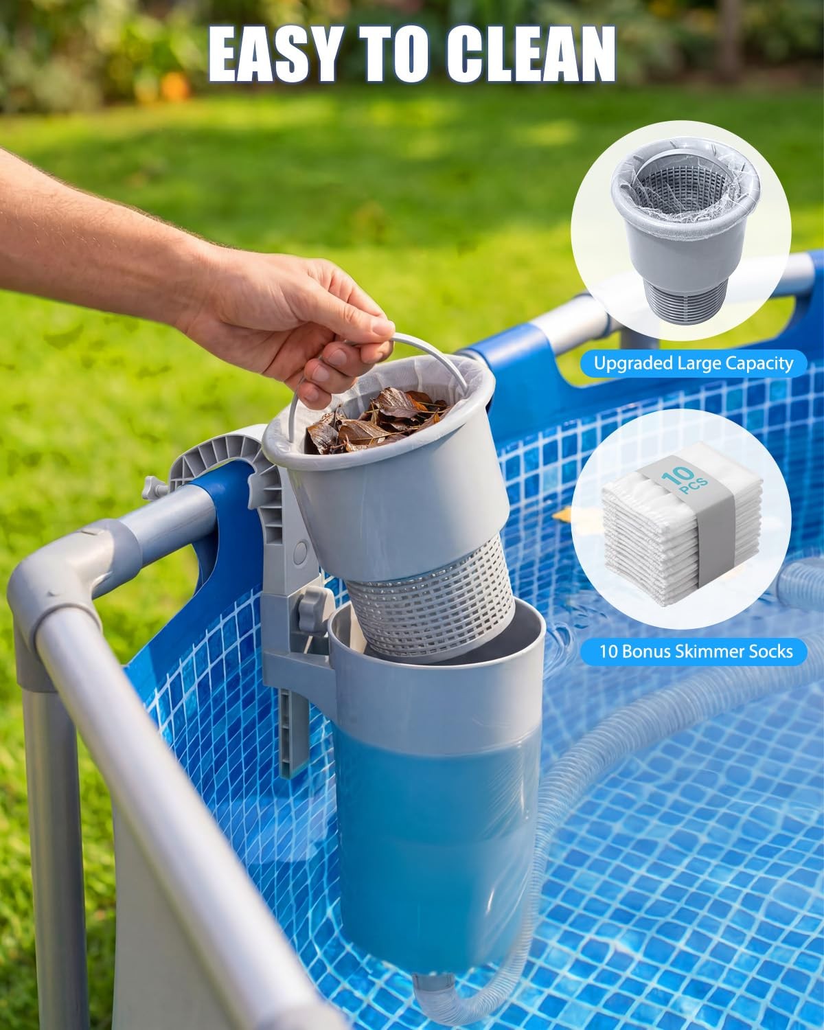 1000 GPH Pool Pumps and Skimmer for Above Ground, Floating Pools Surface Skim…