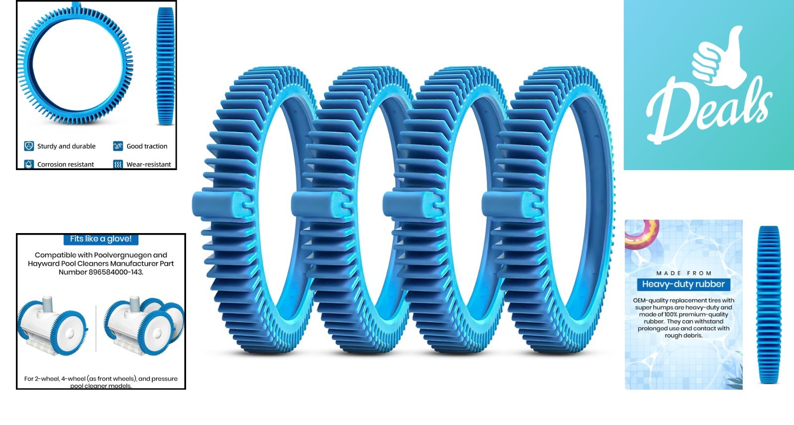 Ultra-Durable 4-Pack Replacement Tires for Poolvergnuegen Models | Optimal Fit