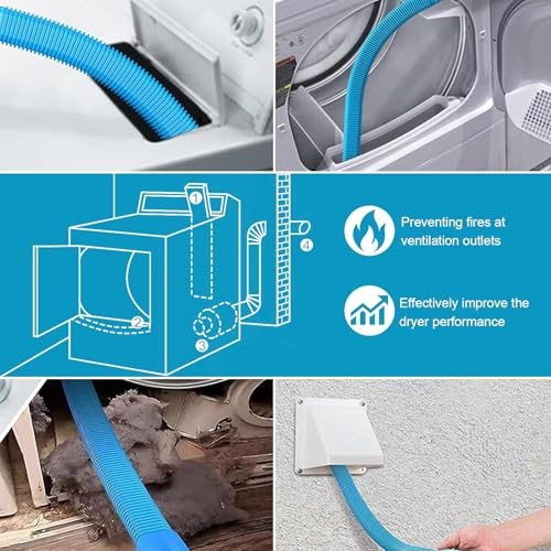 3PCS Upgraded Dryer Vent Cleaner Kit: Universal Vacuum Hose Blue Black