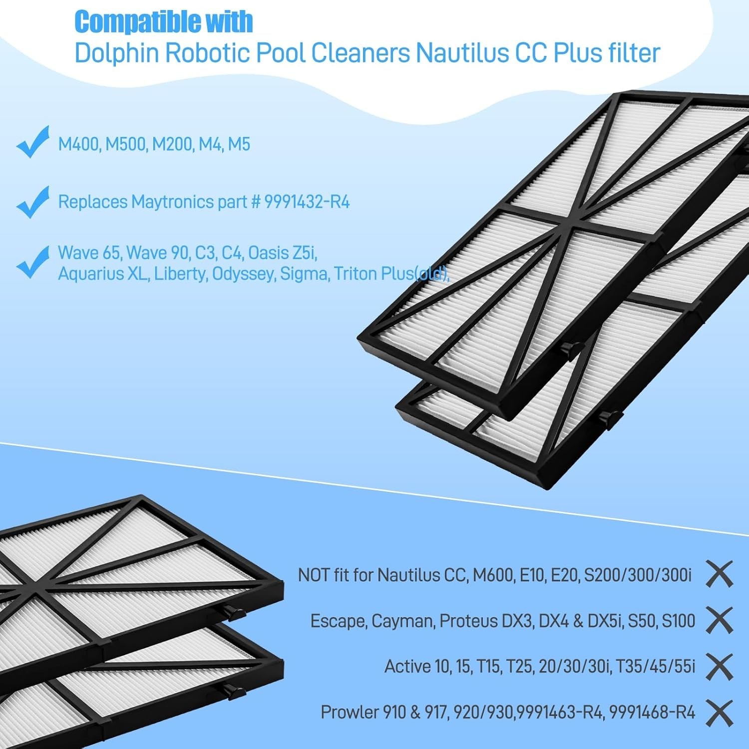 4 Filter Dolphin Robotic Pool Cleaner Nautilus CC Plus M400 M500 9991432 seal