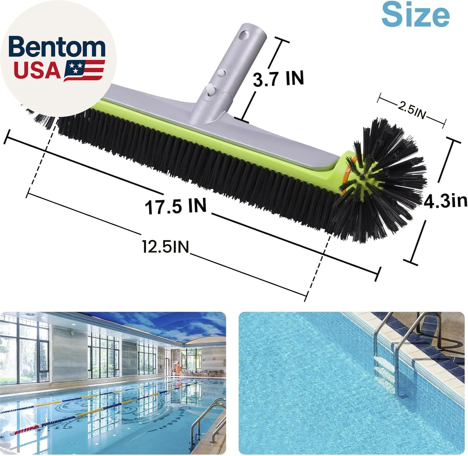 Pool Brush Head for Cleaning Walls,Heavy Duty Inground/Above Ground Swimming Poo