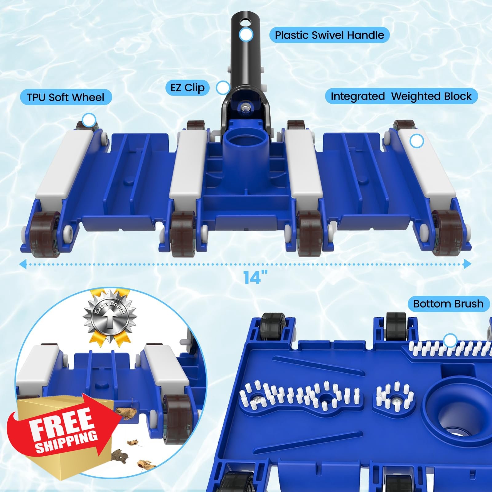Poolvio 14&Prime; Weighted Pool Vacuum Head Standard
