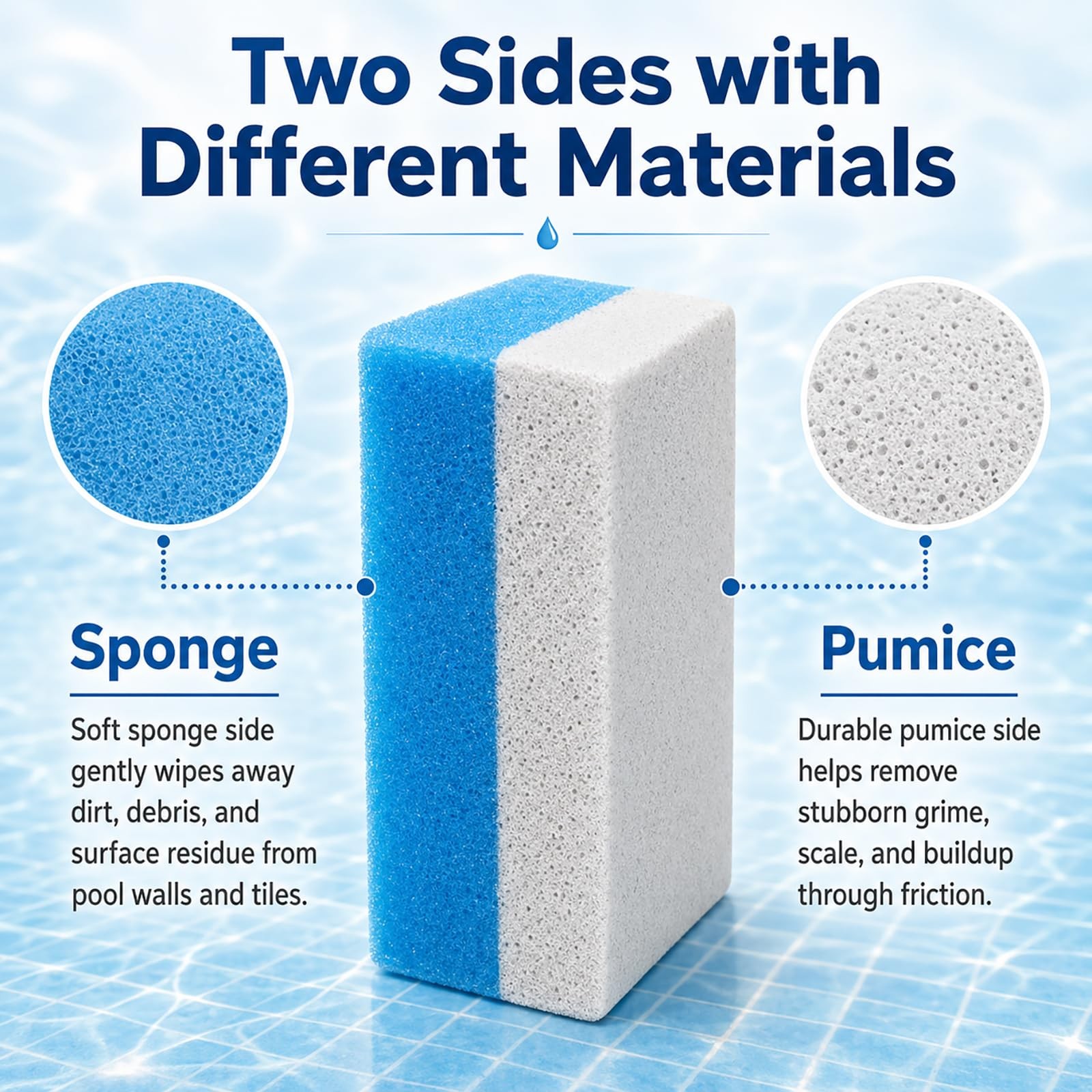 Dual Sided Pool Pumice Stone Cleaning Sponge, 2 in 1 Pool Cleaning Sponge Scr…