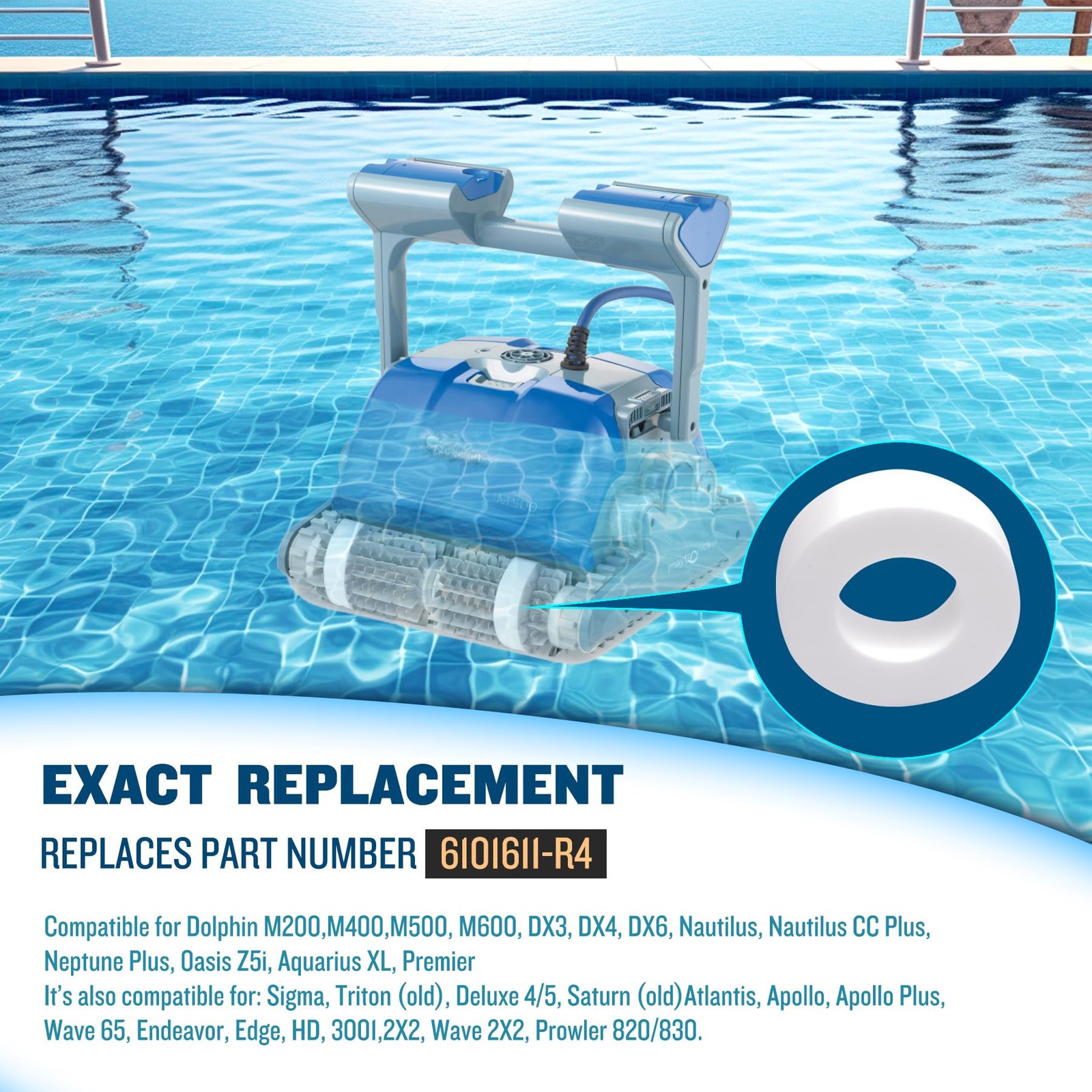 Climbing Foam Ring Replacement for Dolphin Robotic Pool Cleaners (4 Pack)