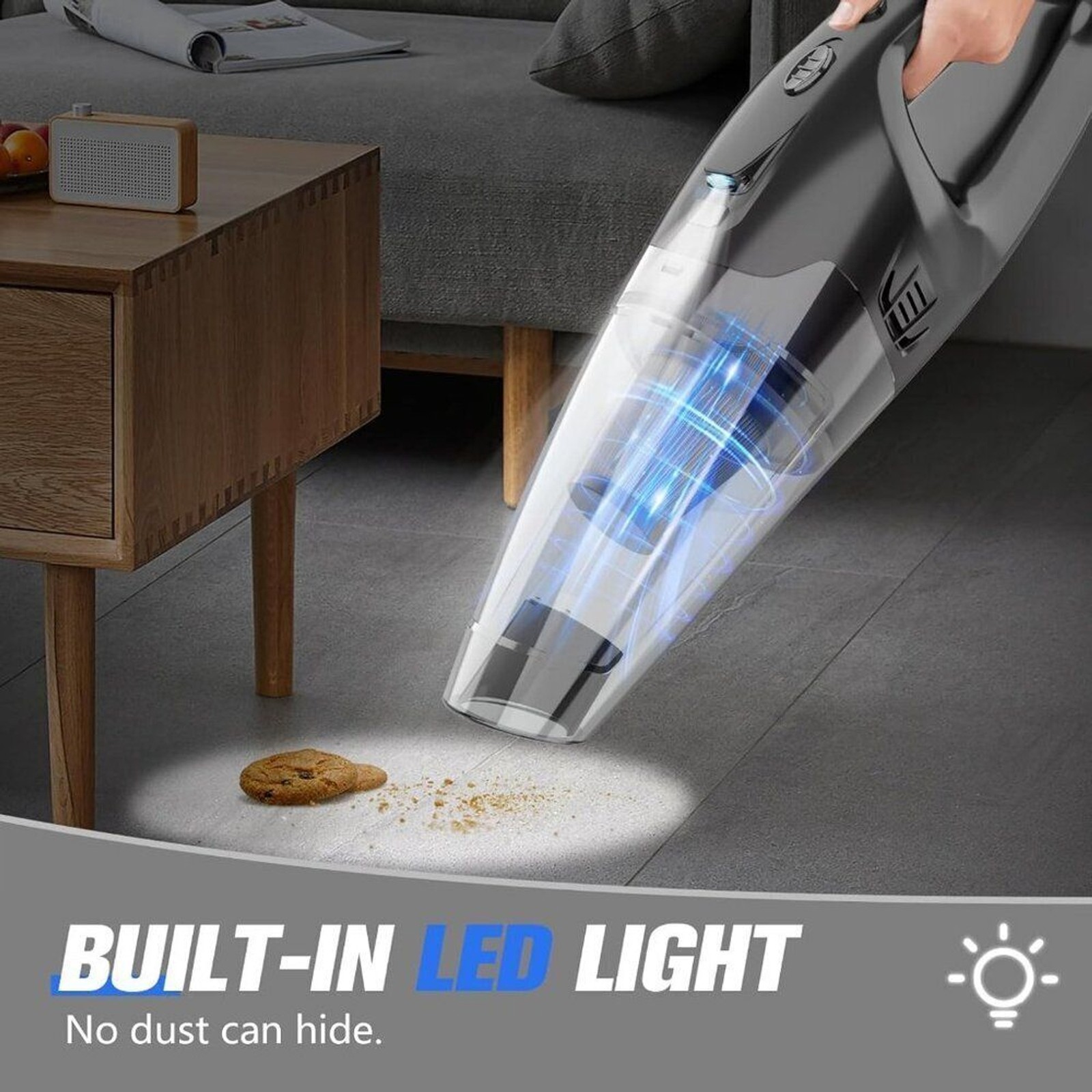 Handheld Vacuum Cordless Rechargeable, LED Light, 1.65 Pounds Car Vacuums