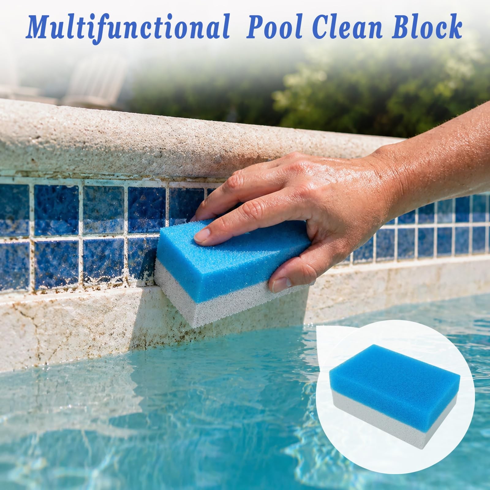Dual Sided Pool Pumice Stone Cleaning Sponge, 2 in 1 Pool Cleaning Sponge Scr…
