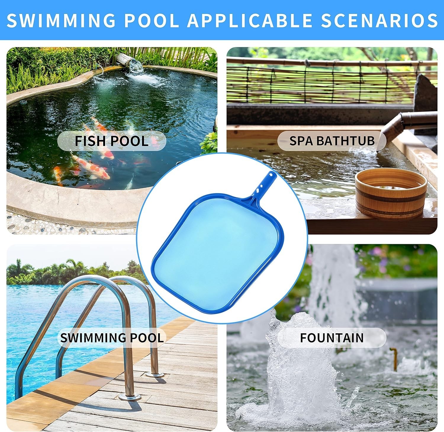 Versatile Pool Skimmer Net for Leaves and Fine Debris – Easy Button Attachment