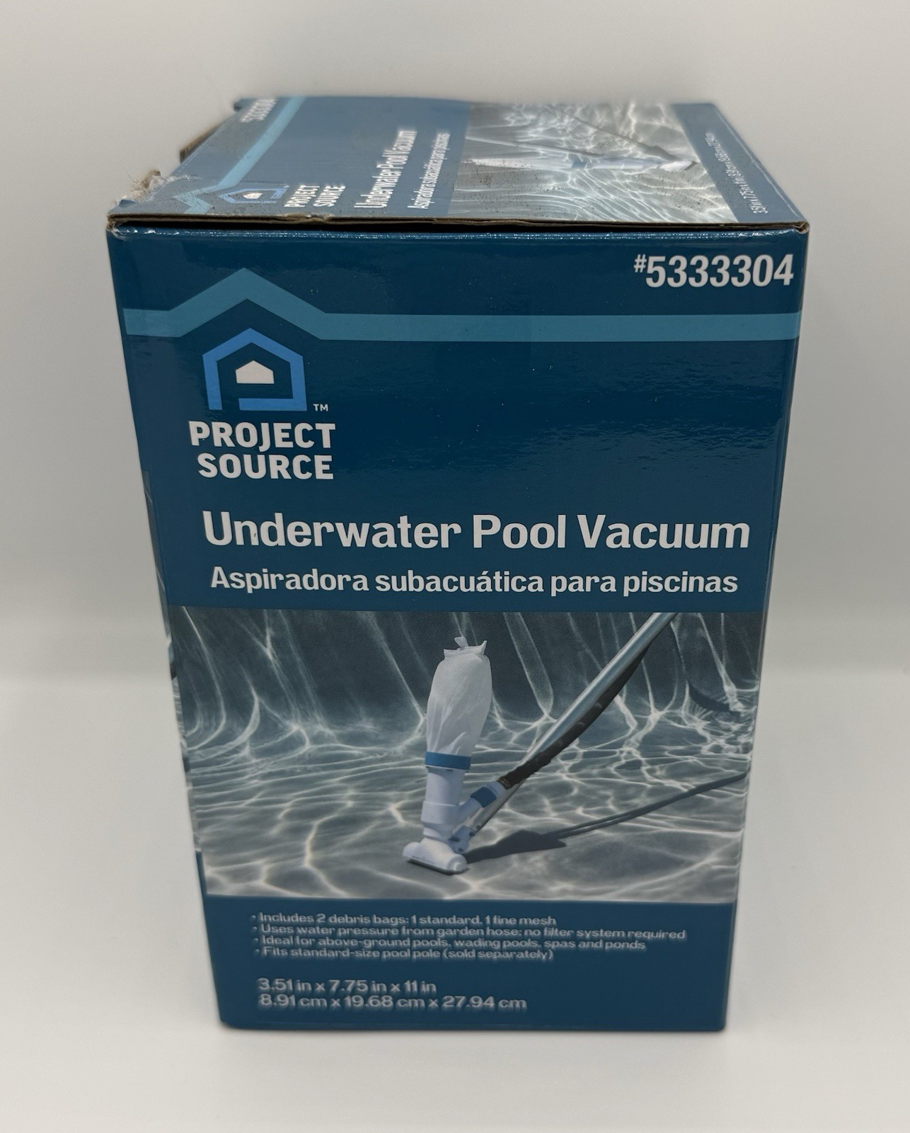 Project Source Underwater Pool Vacuum 5333304, 2 Debris Bags, For Pools & Spas