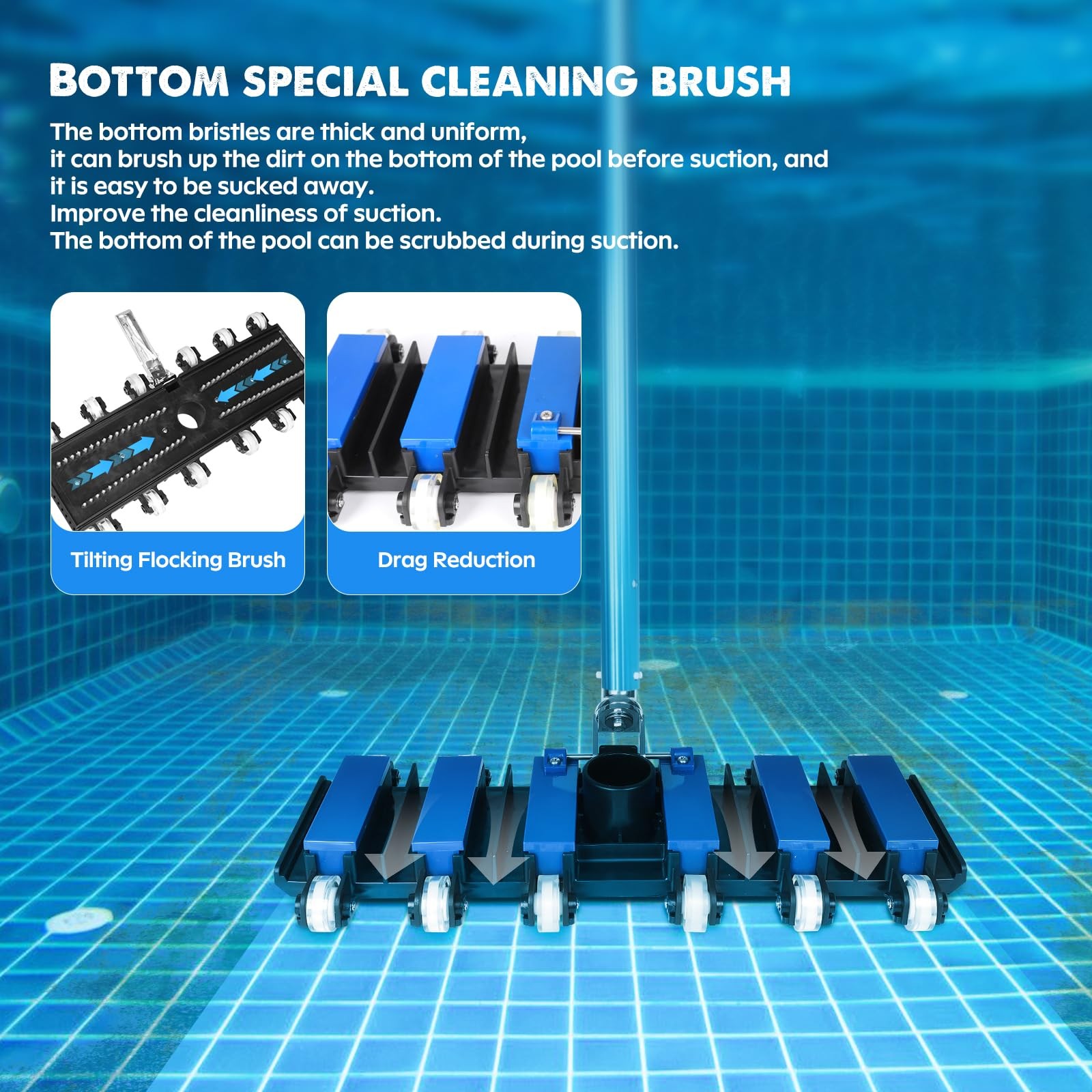 Pool Vacuum Head, Manual Pool Vacuum for Inground and Above Ground Pools Flex…
