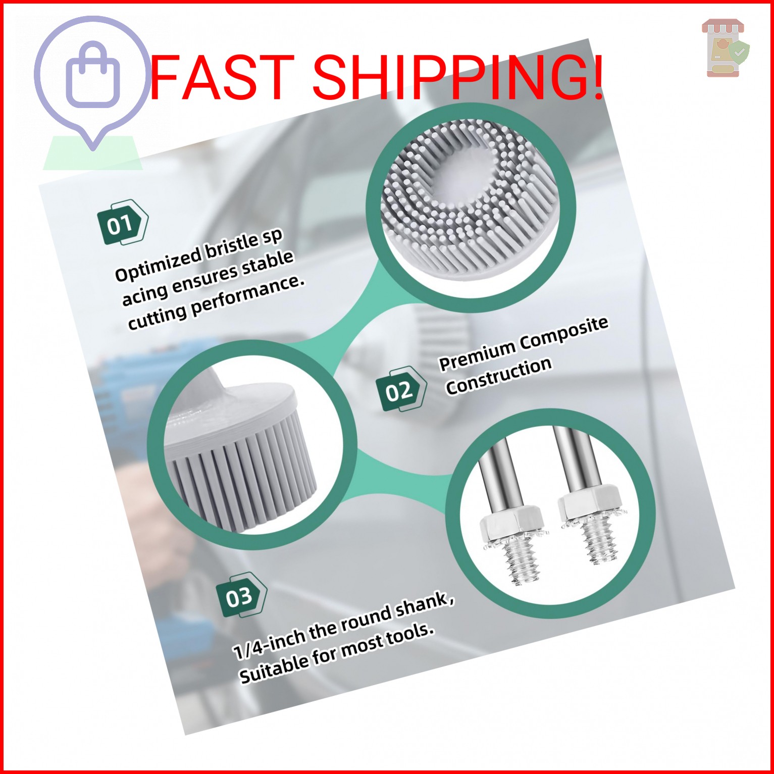 Sissatthai 3Pcs Bristle Disc 2 Inch Gasket Remover Wheel Tool – 50#, 80#, 120# S