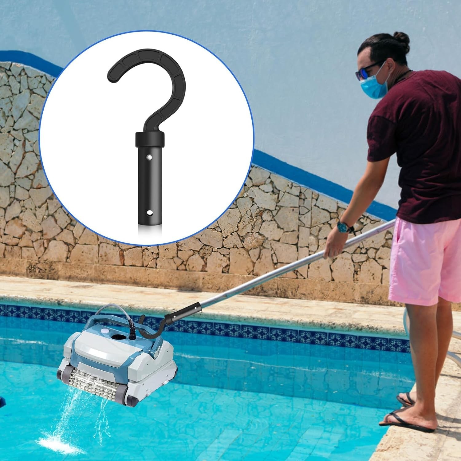 Pool Retriever Hook for Robotic Pool Cleaner Accessories Plastic Black