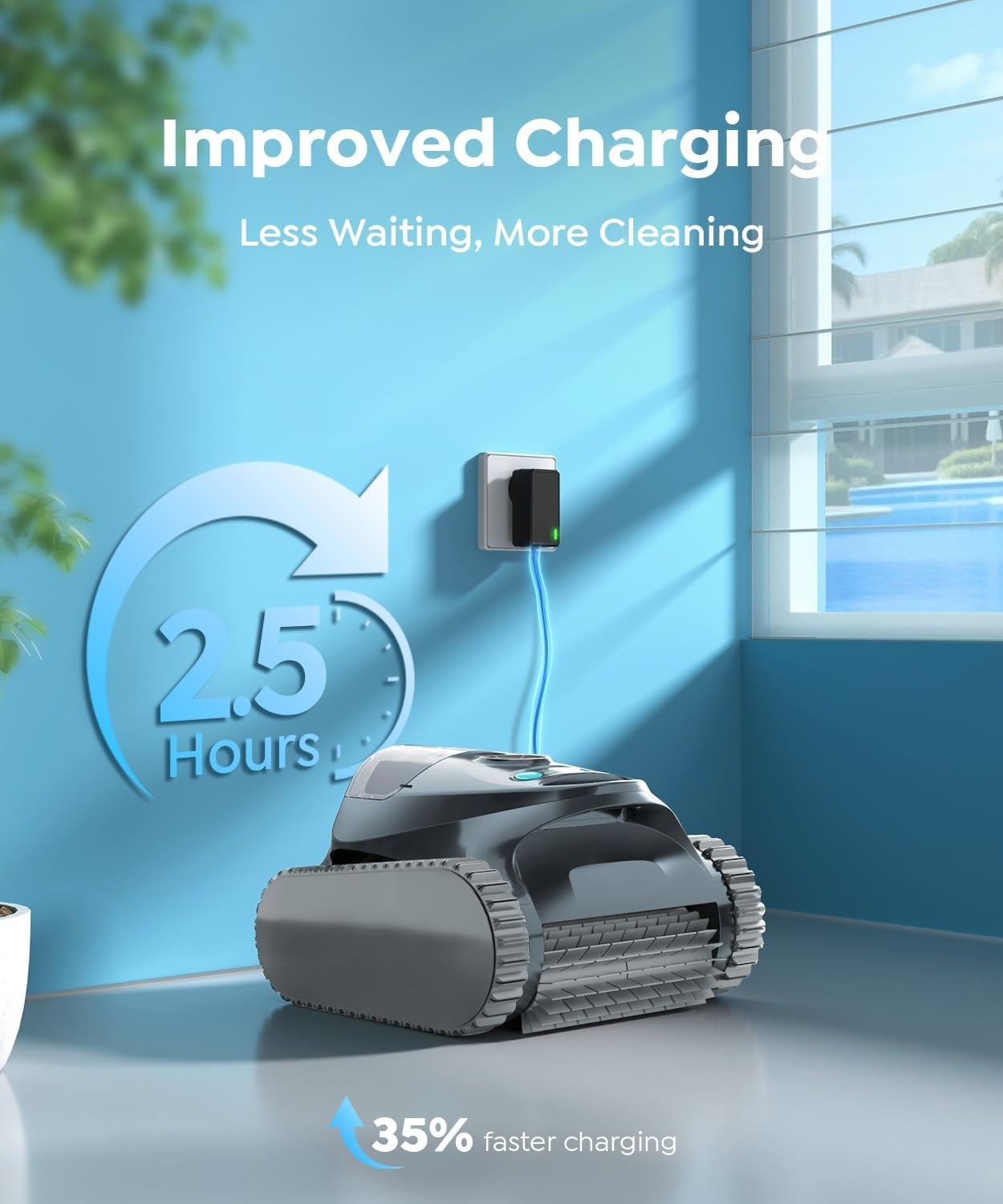 BRINBO C1 Cordless Robotic Pool Cleaner Wall & Waterline Cleaning Matte Onyx