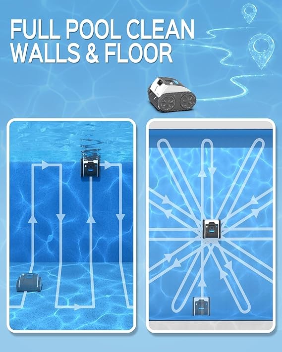 WYBOT Robotic Pool Cleaner Ground Pools up to 60 FT Cordless WY3312 – Black