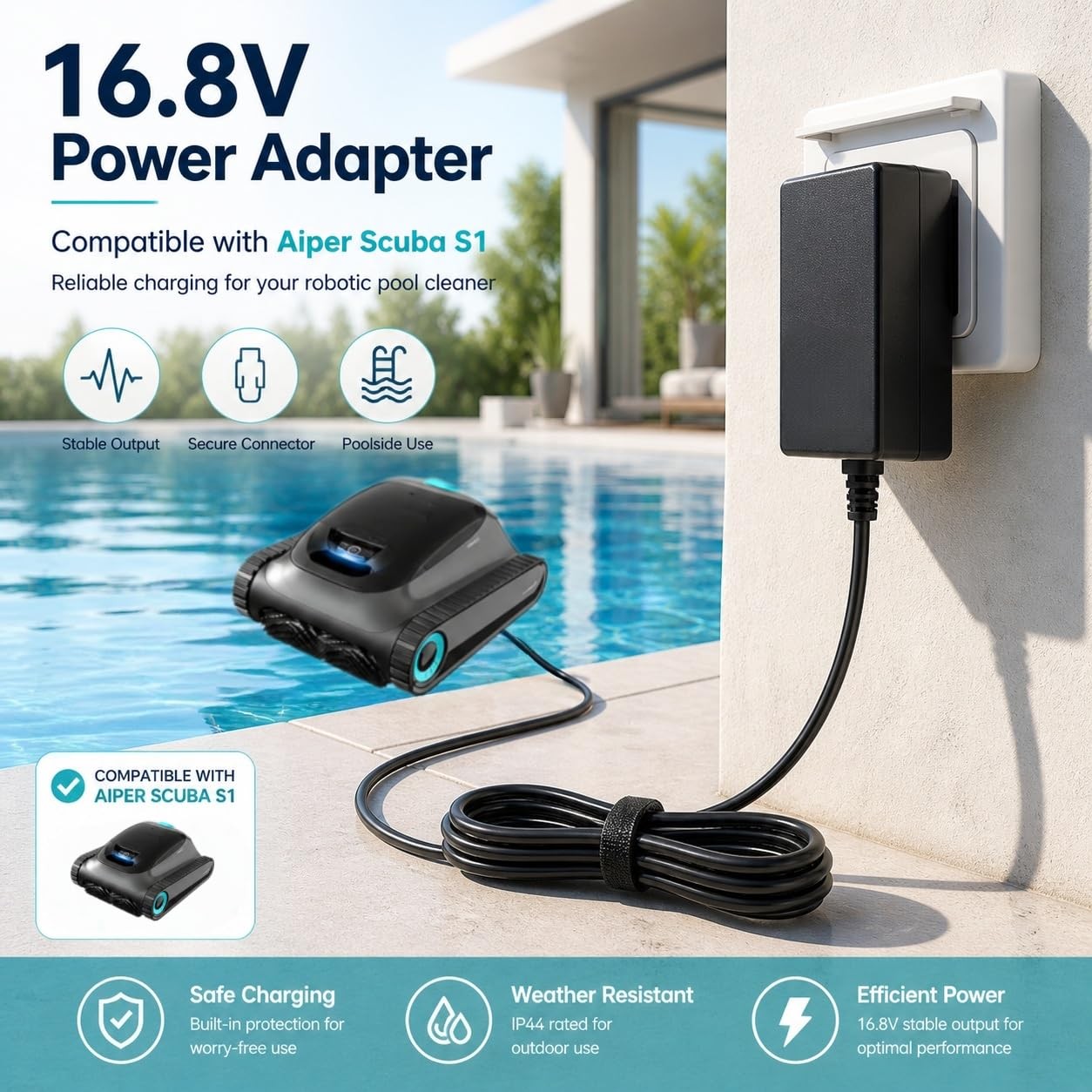 Aiper Scuba S1 E1 Replacement Charger 16.8V Cordless Pool Cleaner