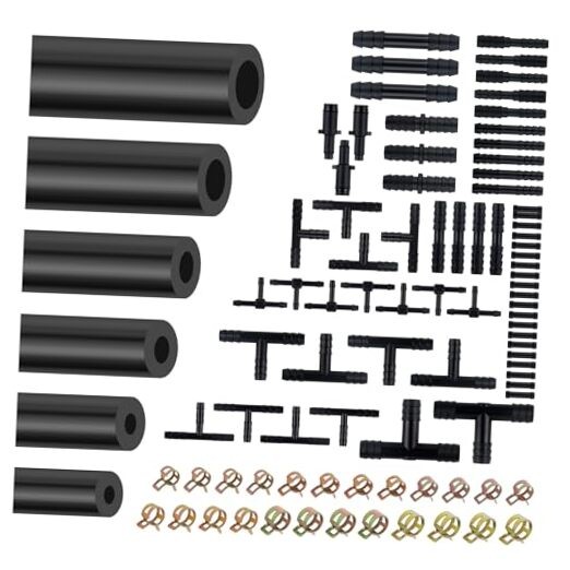6PCS 5Ft Silicone Vacuum Hose Automotive Set—Vacuum Line—24 Hose Clamps