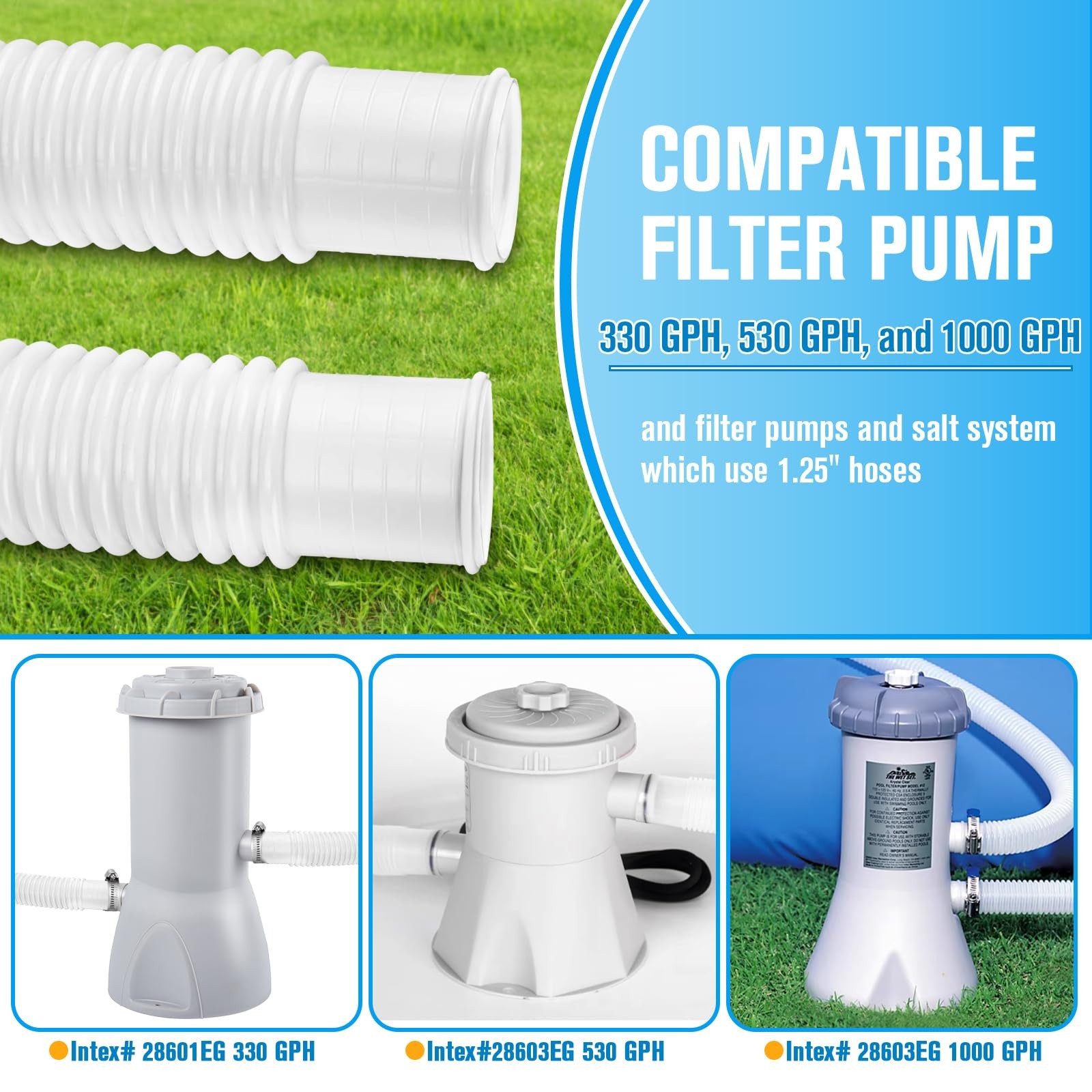 Luckyslycyc Pool Hoses For Above Ground Pools1.25 X 59 Inch Pool Filter