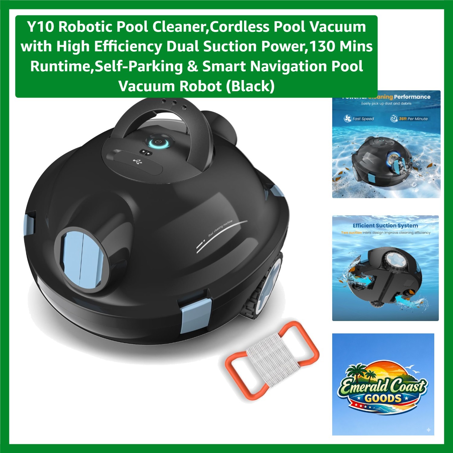 Y10 Pool Vacuum Robot – Lightweight, Self-Parking & 2.2L Capacity Filter