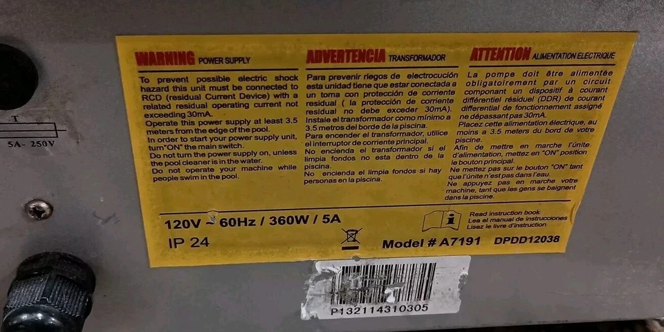 AQUABOT, DURAMAX DUO POWER SUPPLY 2 PIN FEMALE 7 HR # A7191