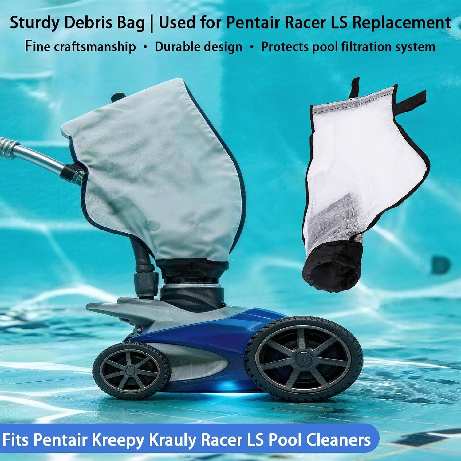 Racer Pool Cleaner Bag for Pentair , 360228, LS360330 with Hook & Loop Fasten…