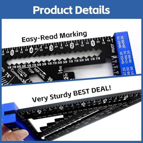 7inch Rafter Square with Carpenter Pencil, 1/8&Prime; Precision Heavy square Blue