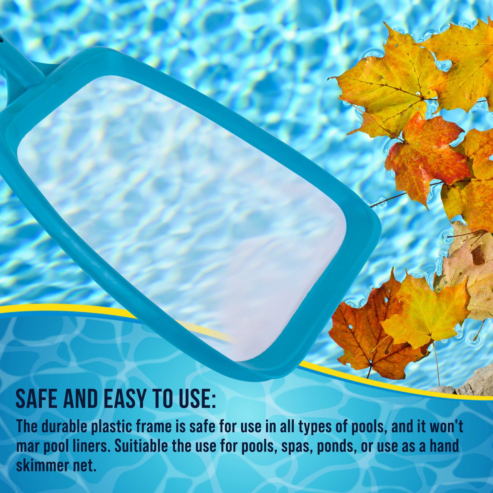 U.S. Pool Supply Swimming Pool 6ft Leaf Skimmer Net, Pole, Ultra Fine Mesh, Spa