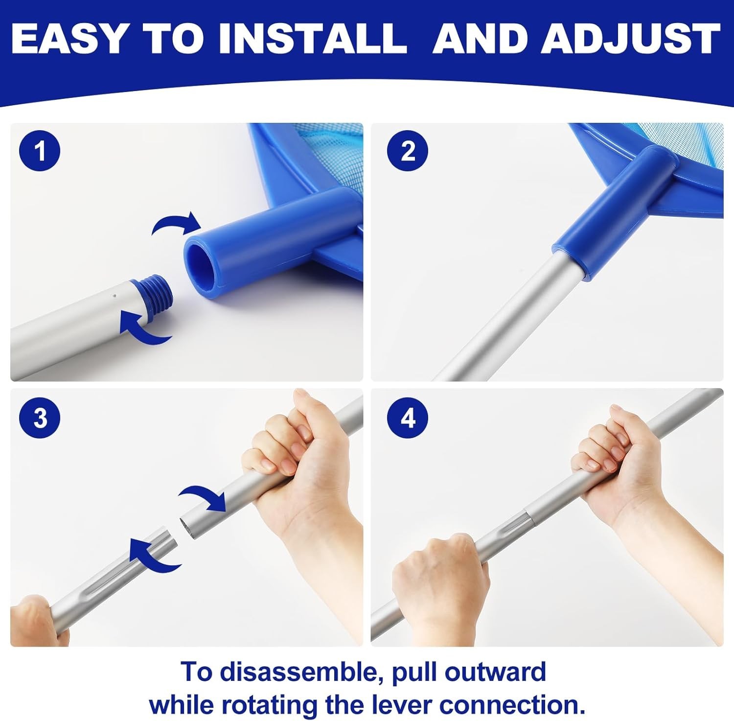 Pool Skimmer – Pool Skimmer Net with 5 Section Adjustable Telescopic Aluminum…