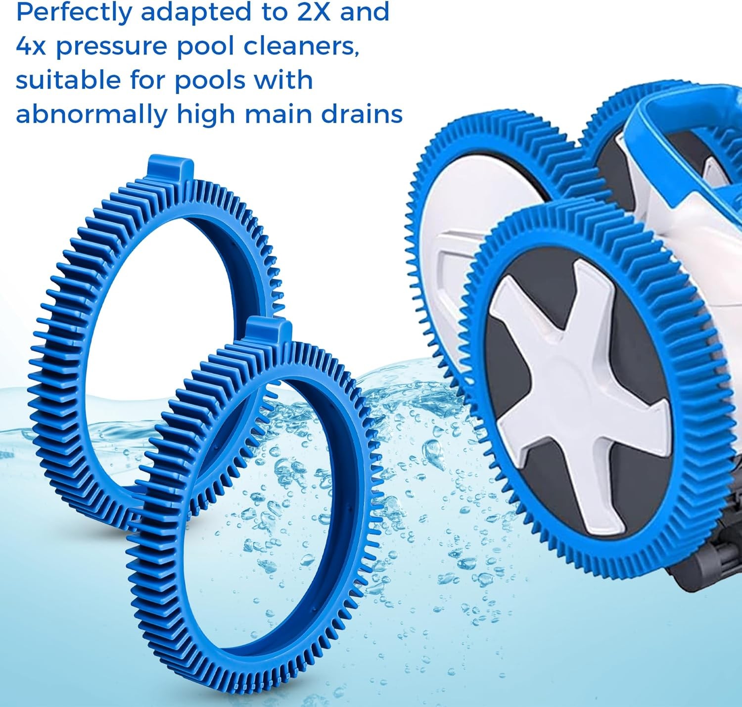 2 Pack 896584000-143 Blue Front Tire Kit with Super Hump, Pool Cleaner Tires