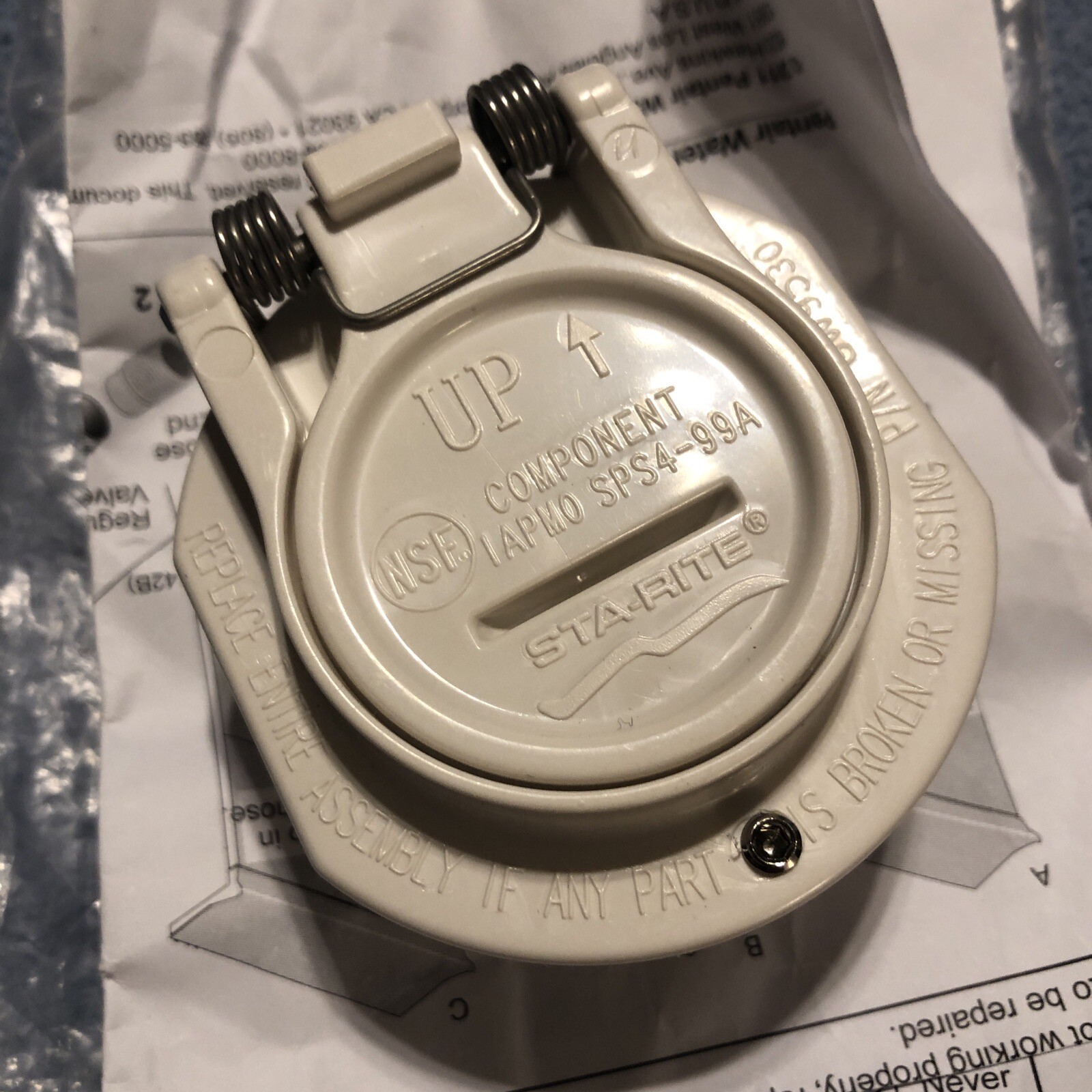Pentair GW9530 Kreepy Krauly Great White Sta-rite Safety Vac Port Thrd Fitting
