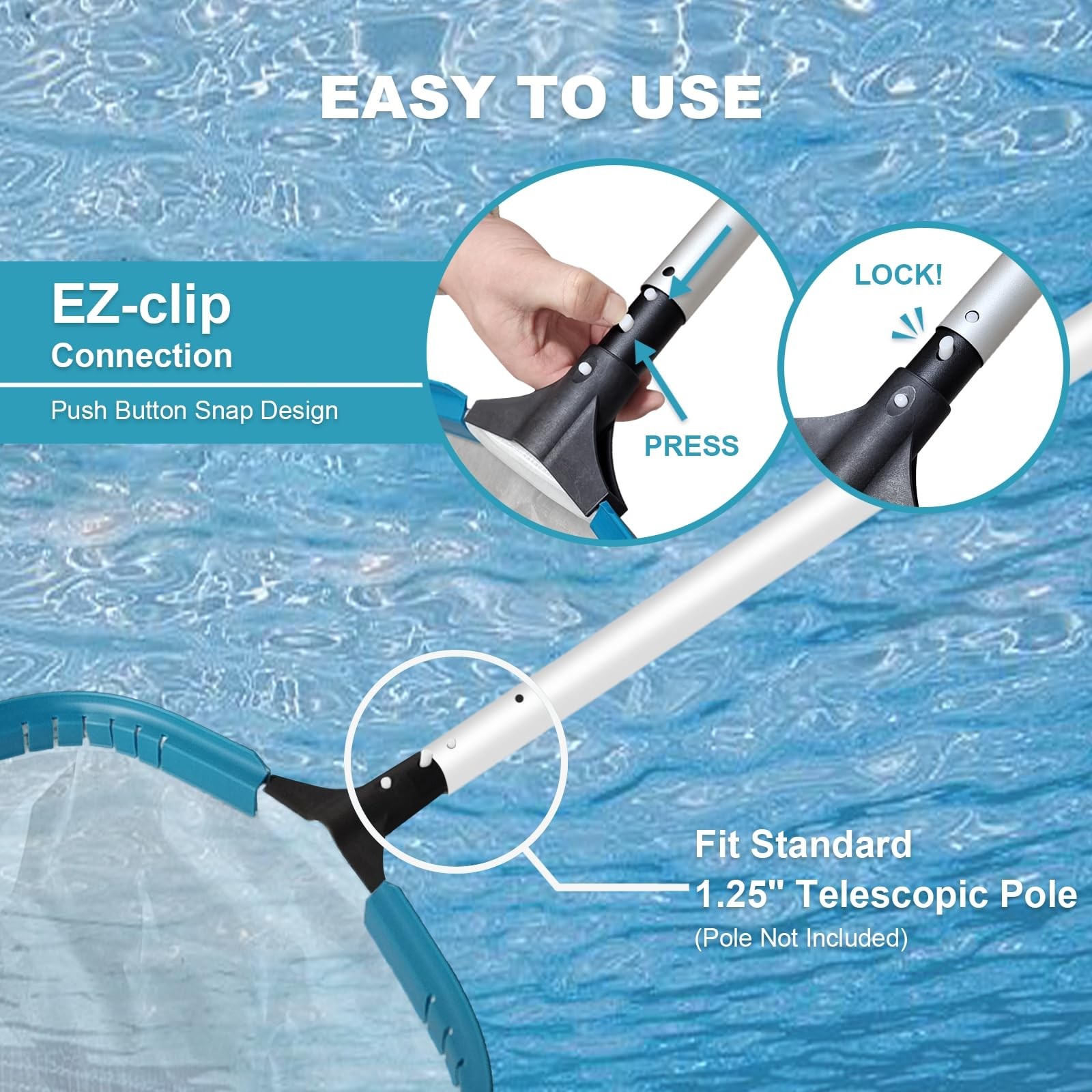Pool Skimmer Net Heavy Duty Ultra Fine Mesh Aluminum Frame 17.5 Inch Leaf Sand D