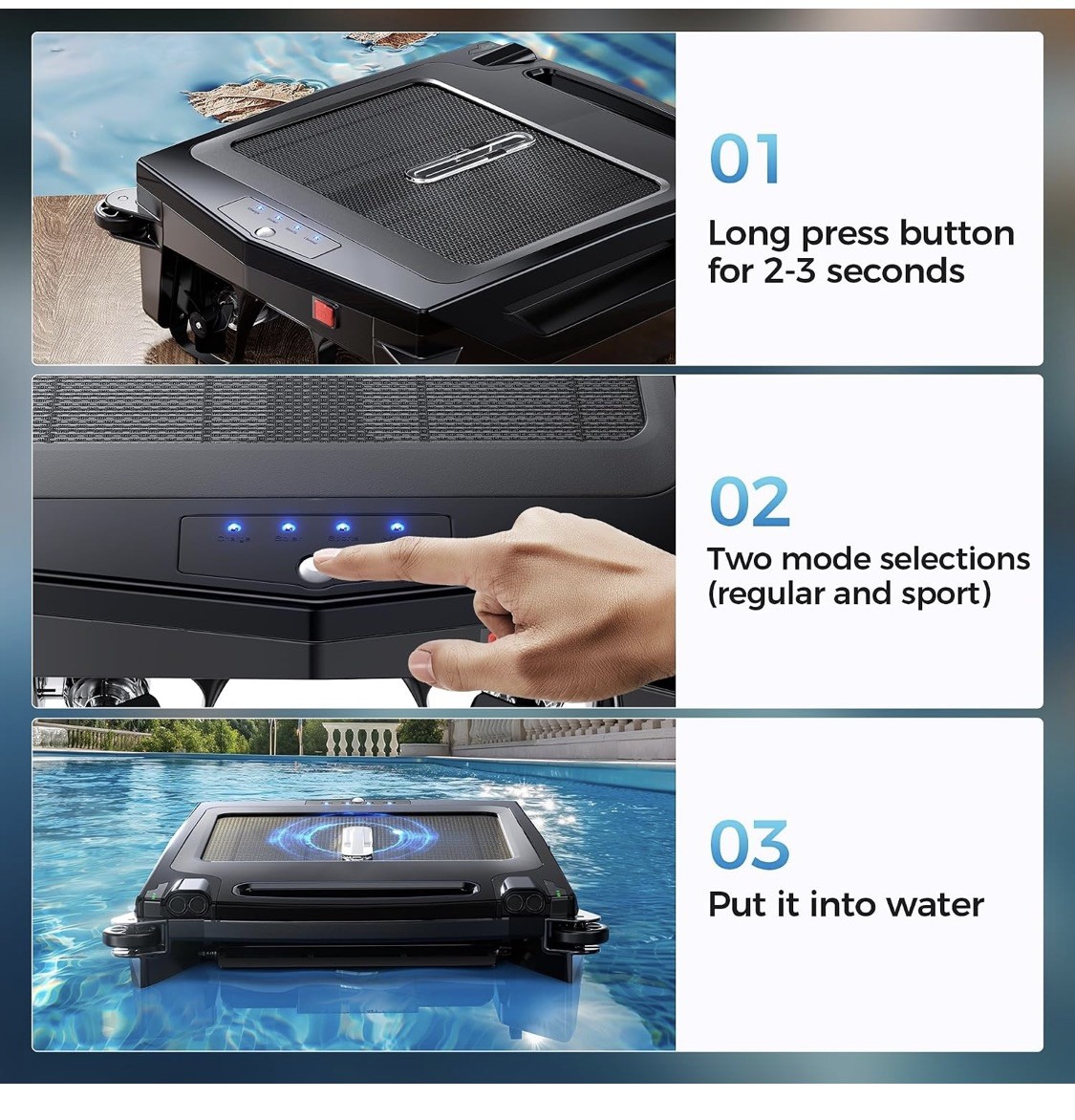 Solar Robotic Pool Skimmer 2 Cleaning Mode Automatic Swimming Pool Cleaner Robot