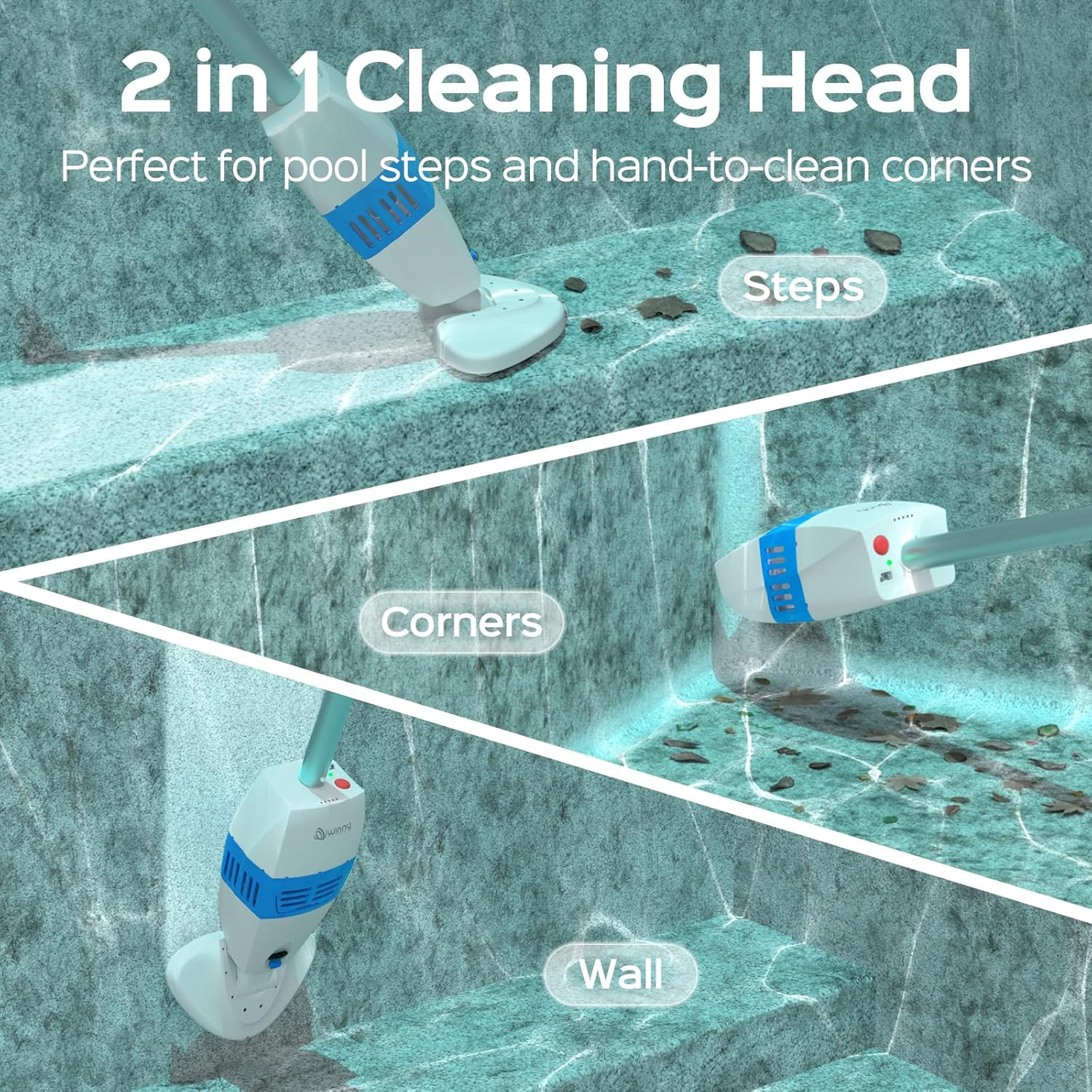 (2024 Upgraded) Pool Vacuum for above Ground Pools with Telescopic Pole, Recharg