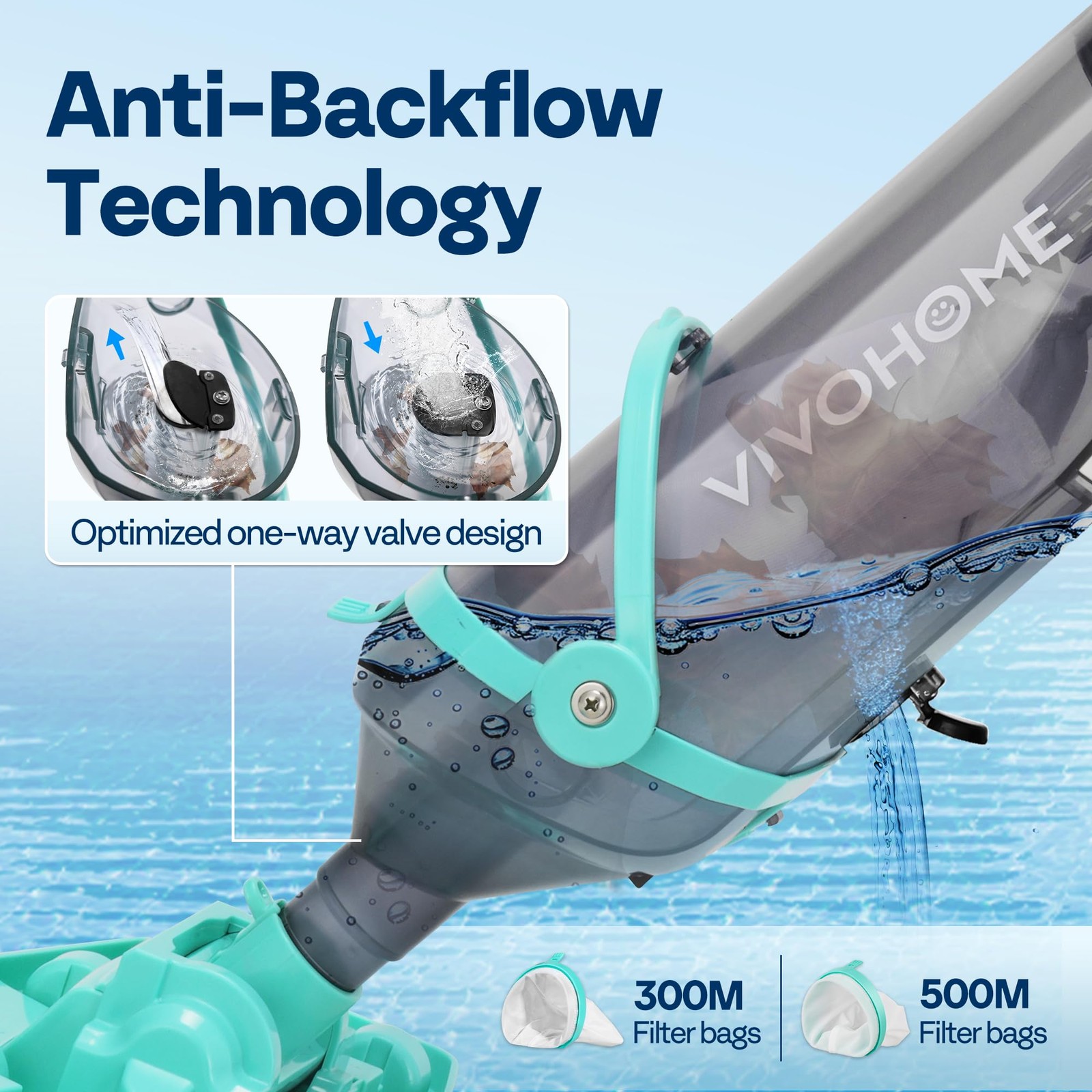 Vivohome Cordless Hot Tub Vacuum Poles 9.12Ft 18.5 Gpm Suction 60-Min Run Time