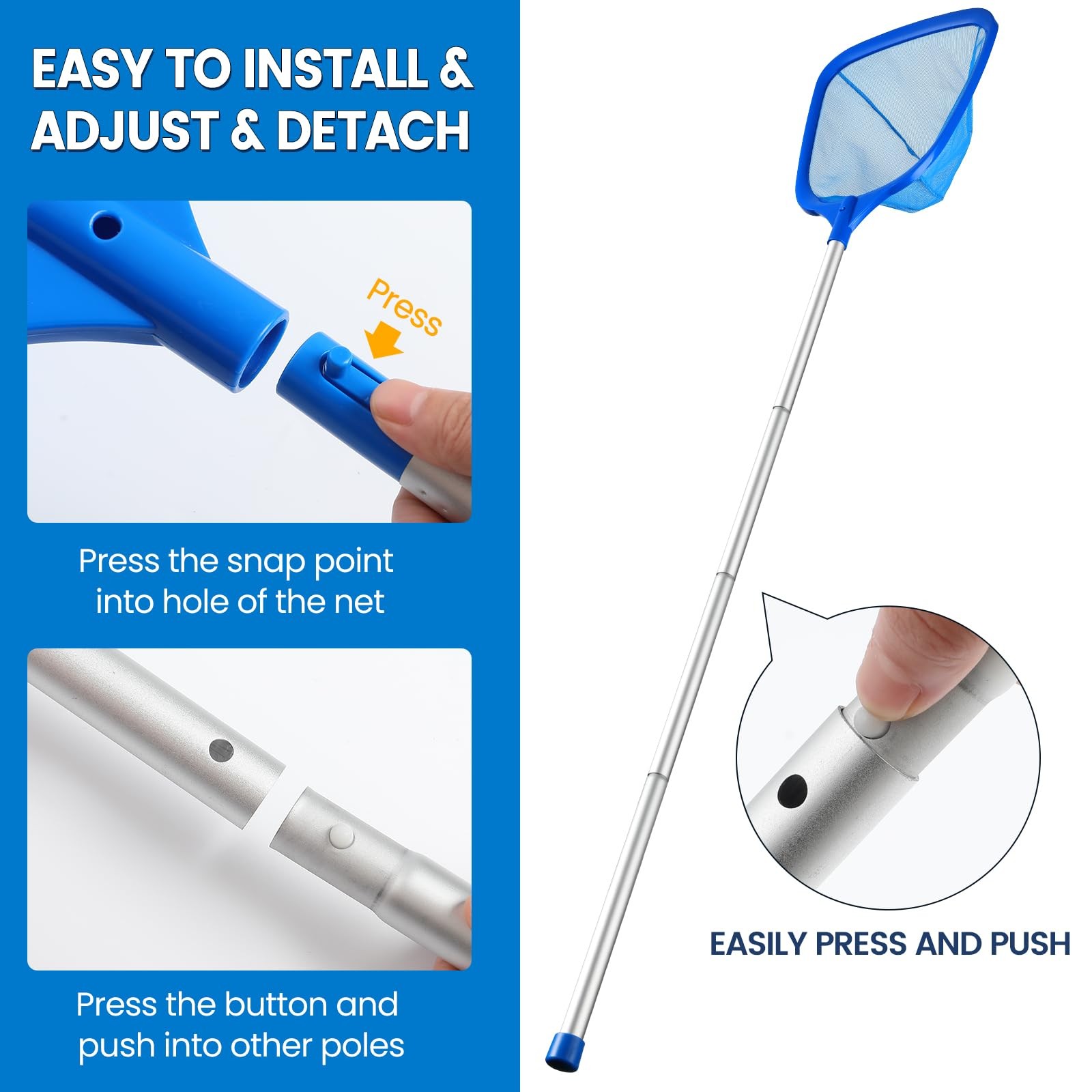 Tavaleu Pool Skimmer Net, Deep Pool Leaf Net with Reinforced Frame, Large Cap…