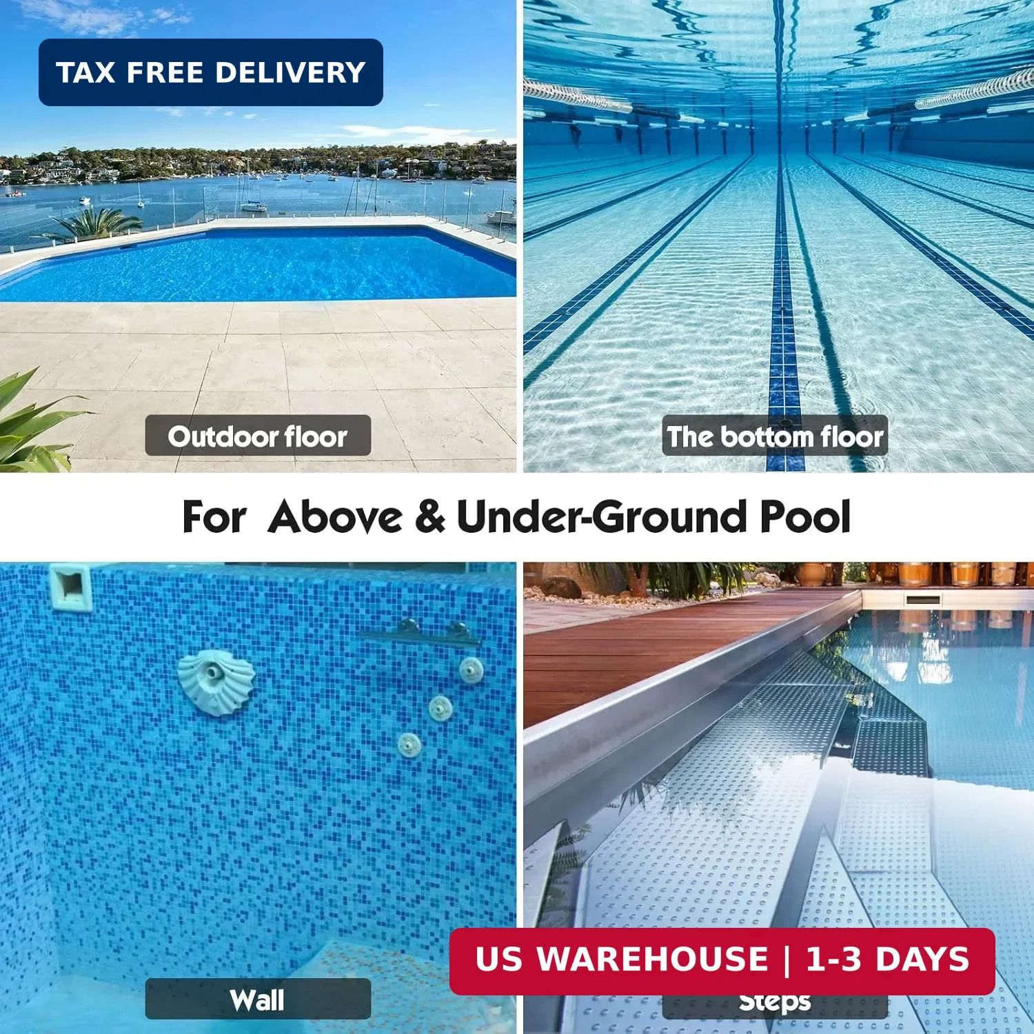 Pool Brush with Pole, 18 inch Wide Nylon Bristles Brush with 4FT Heavy Duty Swim