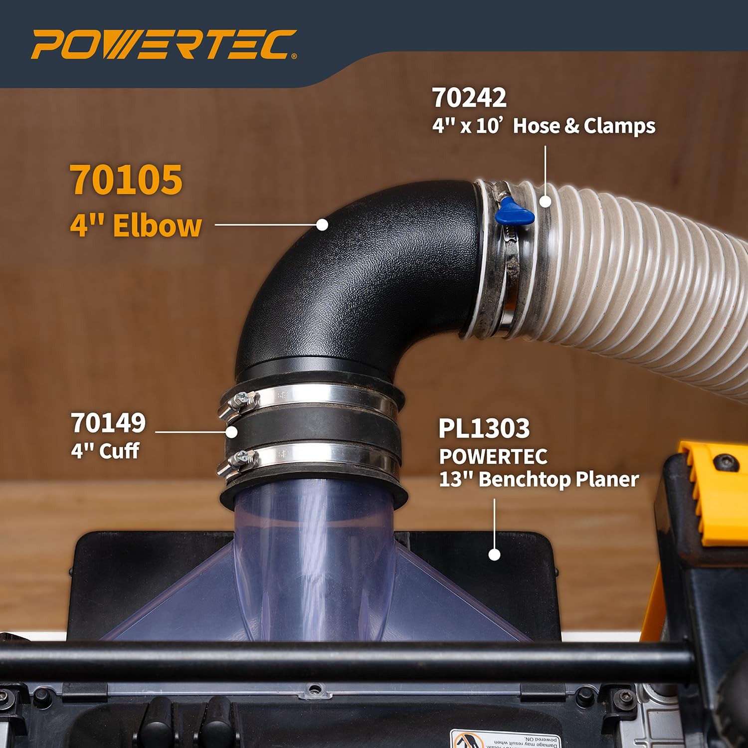 Powertec 70105-P2 4 In. 90 Degree Elbow – Abs Plastic Right Angle Dust