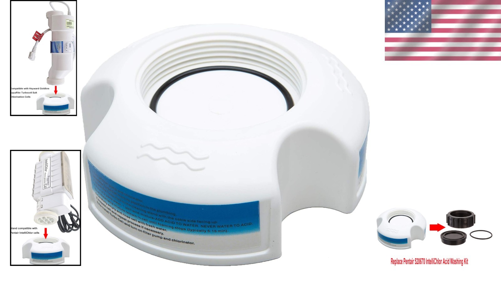 Pool Salt Cell Acid Washing Stand Compatible with Hayward Turbo Pentair