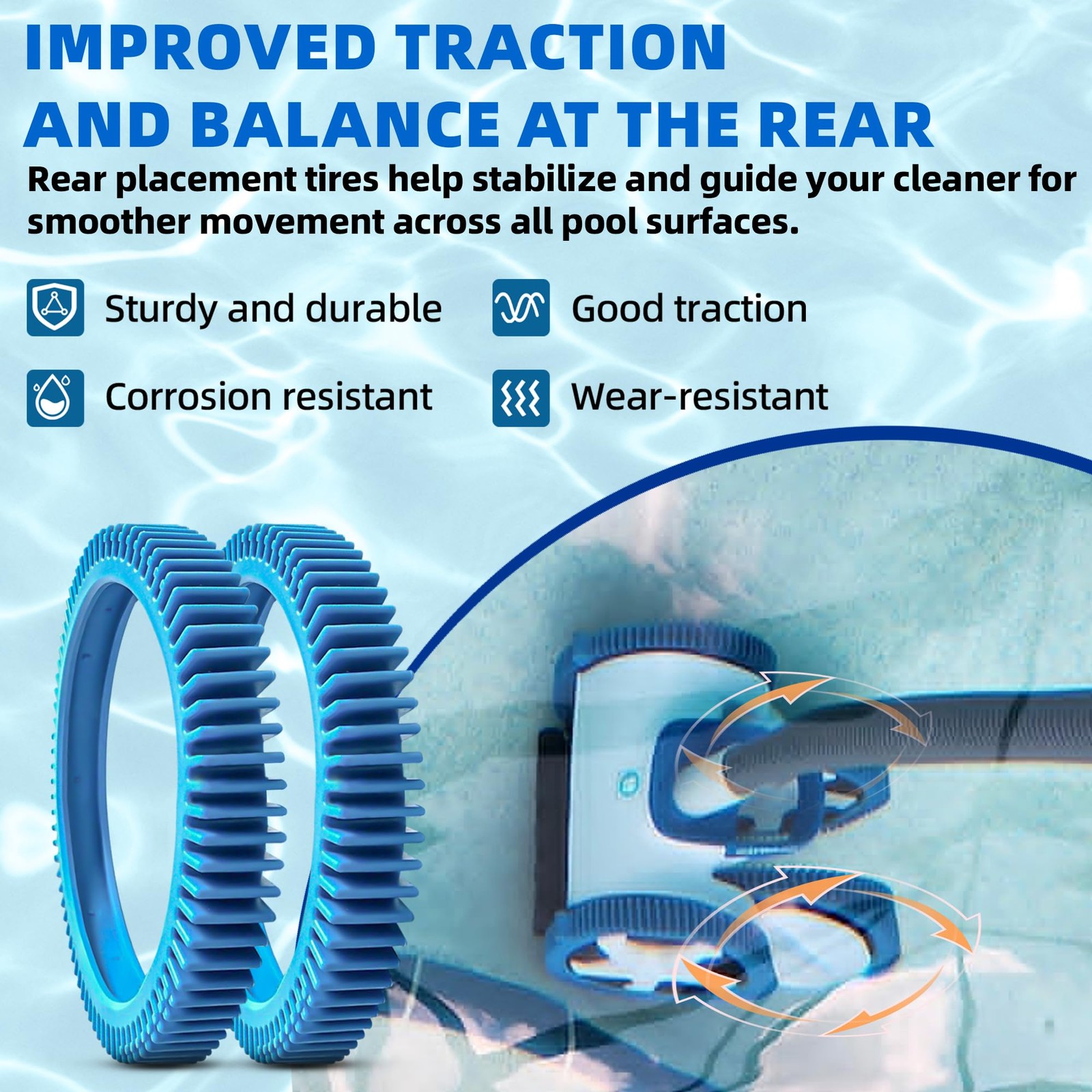 AR-PRO 4-Pack Back Tires Replacement for Pool Cleaner – 4 PACK-Rear