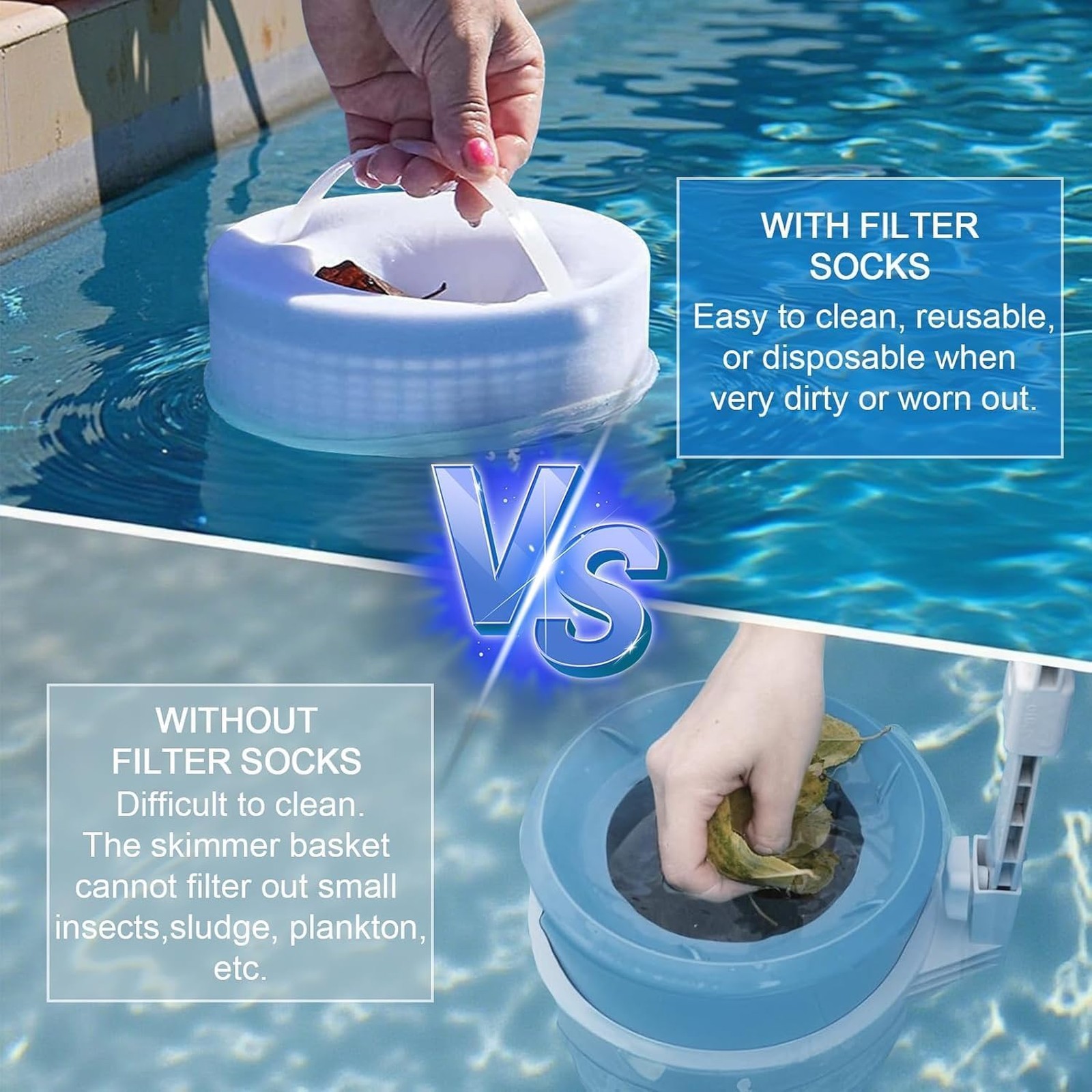 Pool Skimmer Socks Reusable Mesh Filter for Hayward Pentair Intex Spa Hot Tub