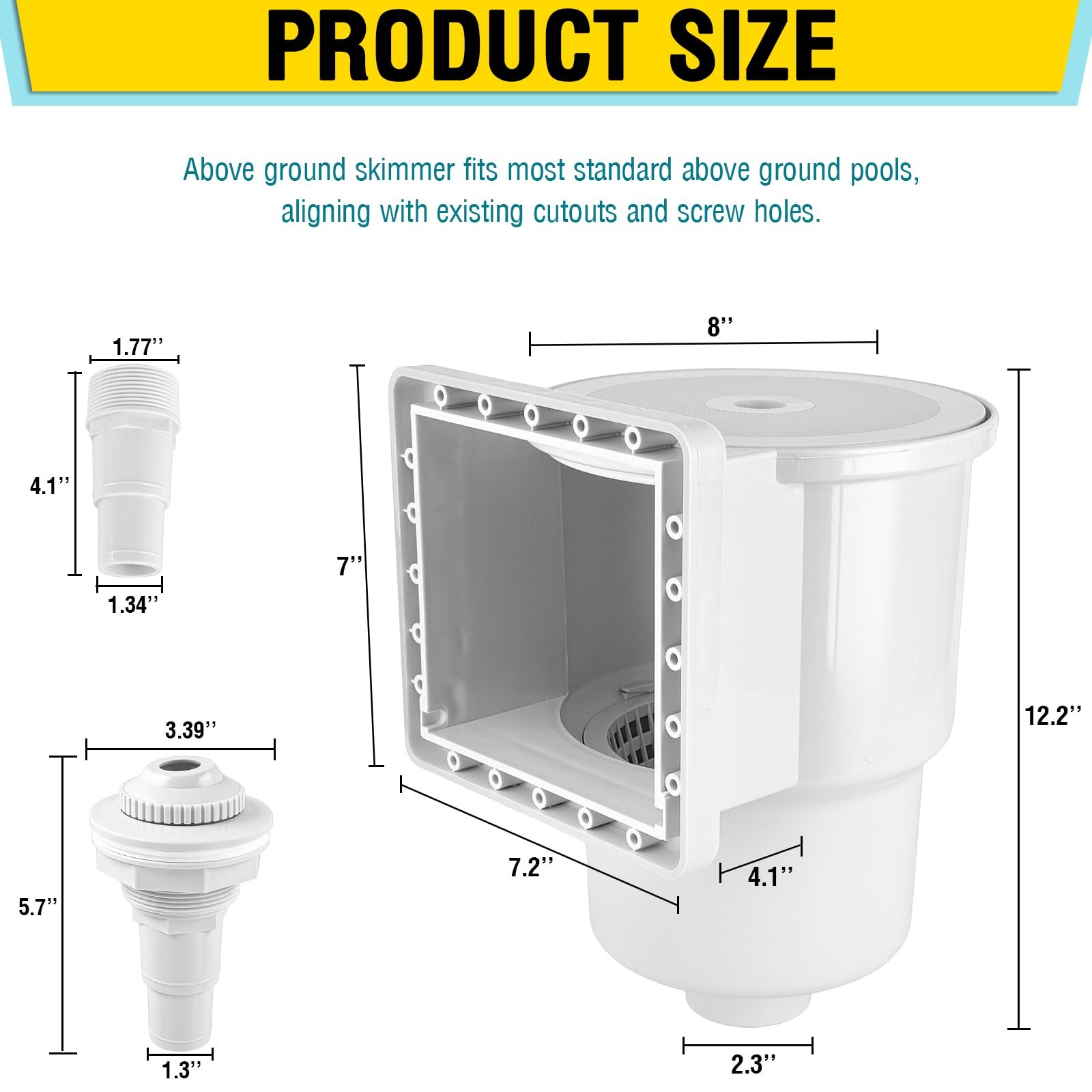 VECKYJL Above Ground Pool Skimmer Kit, Standard Thru-Wall Skimmer, Pool Wall …
