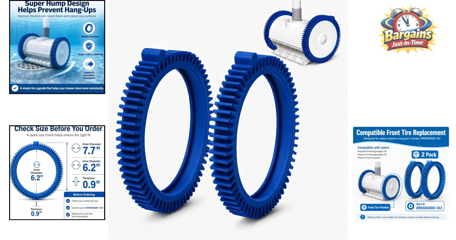 Heavy-Duty 2-Pack Pool Cleaner Tires with Super Hump Design for -Round Use