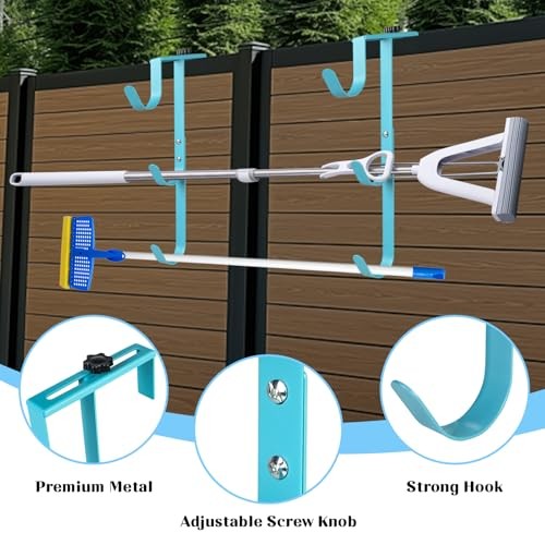 2Set Blue Three Pool Pole Hooks Hangers, 1.0 Inches blue-3 hooks-2pcs