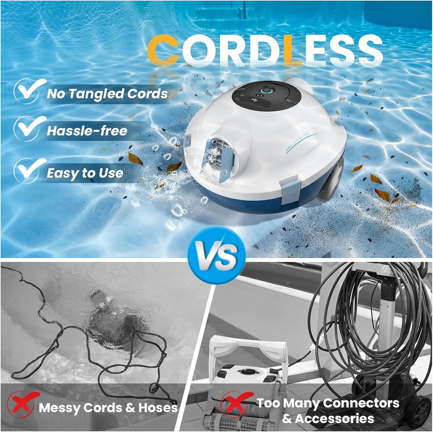 Y10 Cordless Robotic Pool Cleaner 120 Mins Self-Parking