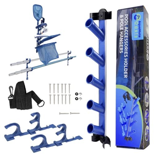Swimming Pool Accessories Holder, Fence Hooks for Pool Equipment Dark Blue